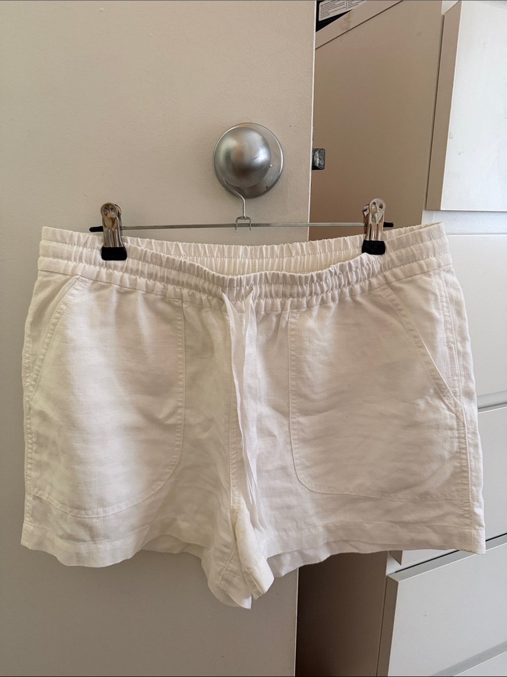 J. Crew White Linen-Blend Elastic Waist Athletic Shorts